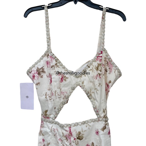 V. CHAPMAN The Luna Dress English Rose Floral Cutout Embellished Beaded Midi - Picture 8 of 11